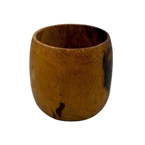 Handcrafted Natural Wood cup bowl 2.25" Brown READ - Picture 1 of 8